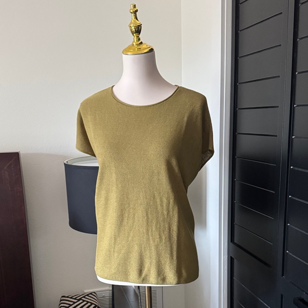 Eileen Fisher Olive Short Sleeve Sweater Tee